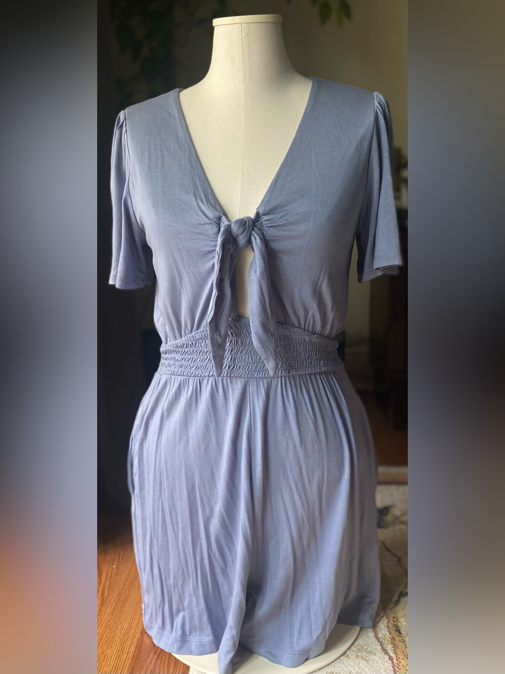 LOFT Tie-Front Short Sleeve Romper